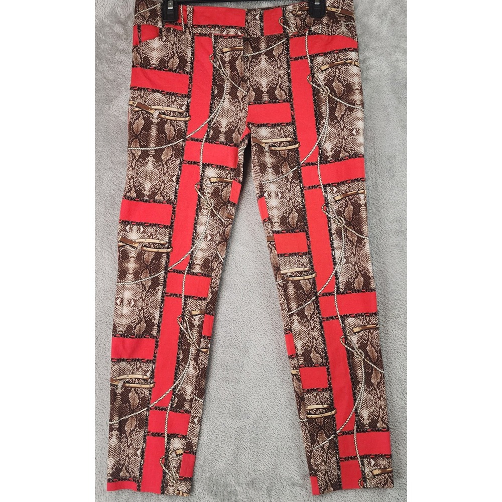 7th Avenue New York & Company Pants Womens 6 Red Snakeskin Chain Print Ankle